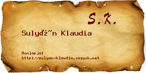 Sulyán Klaudia névjegykártya